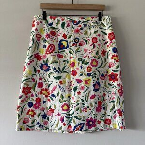 Boden Midi Skirt Womens 12 L Floral Below Knee Preppy Summer Party Cotton